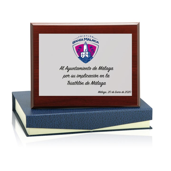 PLACA, MADERA Y ESTUCHE 11 X 7 CM PLATA (GPC2015-)